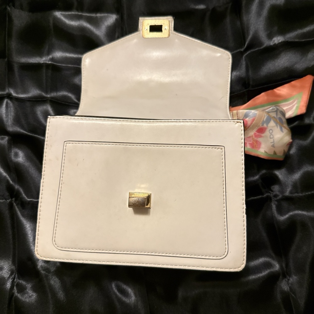 Aldo Cream Clutch with Gold Accents